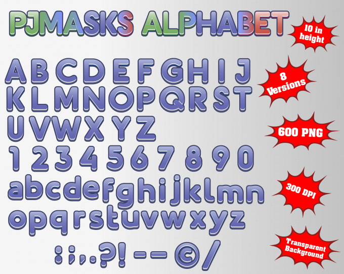 pj masks png Alphabet, Numbers and Symbols