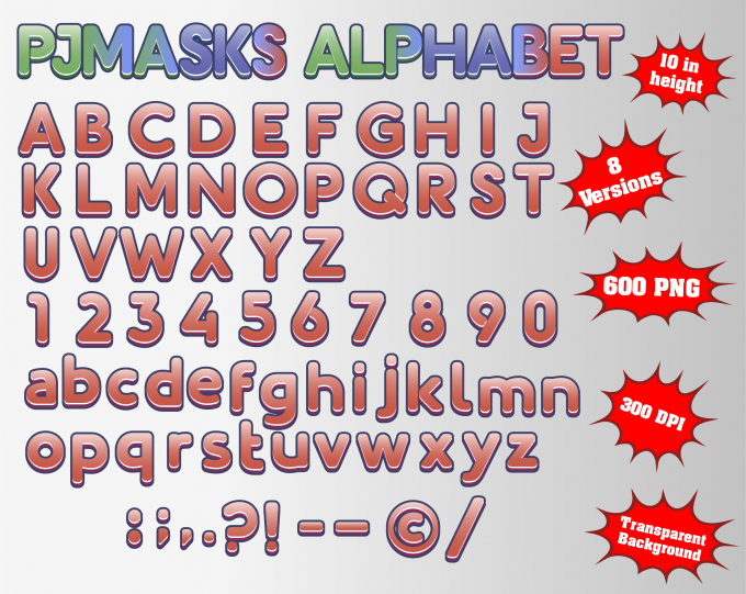 pj masks png Alphabet, Numbers and Symbols