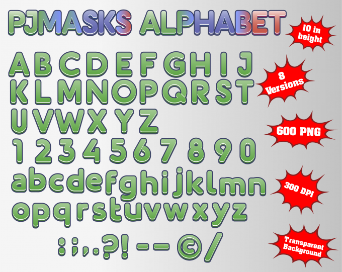 pj masks png Alphabet, Numbers and Symbols