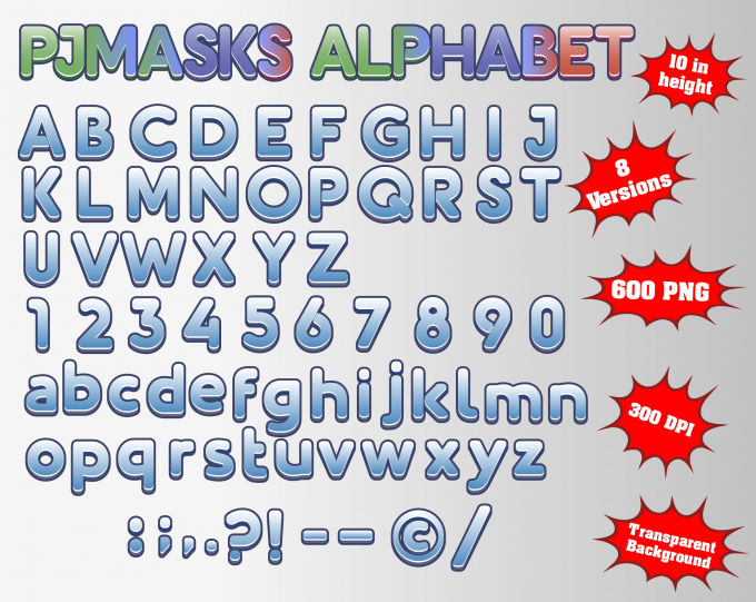 pj masks png Alphabet, Numbers and Symbols