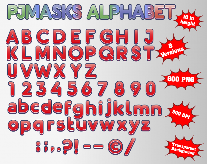 pj masks png Alphabet, Numbers and Symbols