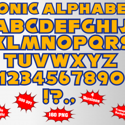 Sonic png Alphabet, Numbers and Symbols