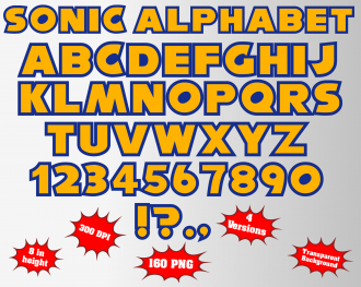 Sonic png Alphabet, Numbers and Symbols