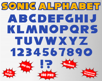 Sonic png Alphabet, Numbers and Symbols