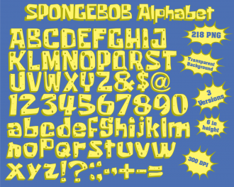 Spongebob png Alphabet, Numbers and Symbols
