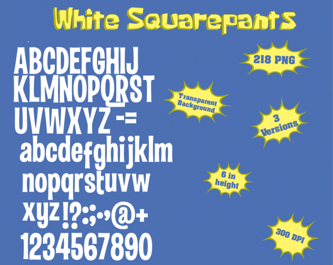 Spongebob png Alphabet, Numbers and Symbols