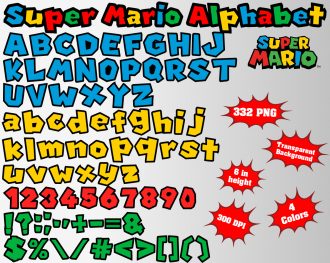 Super Mario png Alphabet, Numbers and Symbols