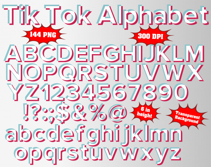 tik tok png Alphabet, Numbers and Symbols
