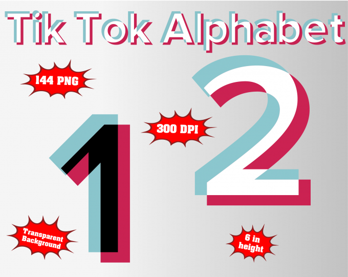 tik tok png Alphabet, Numbers and Symbols