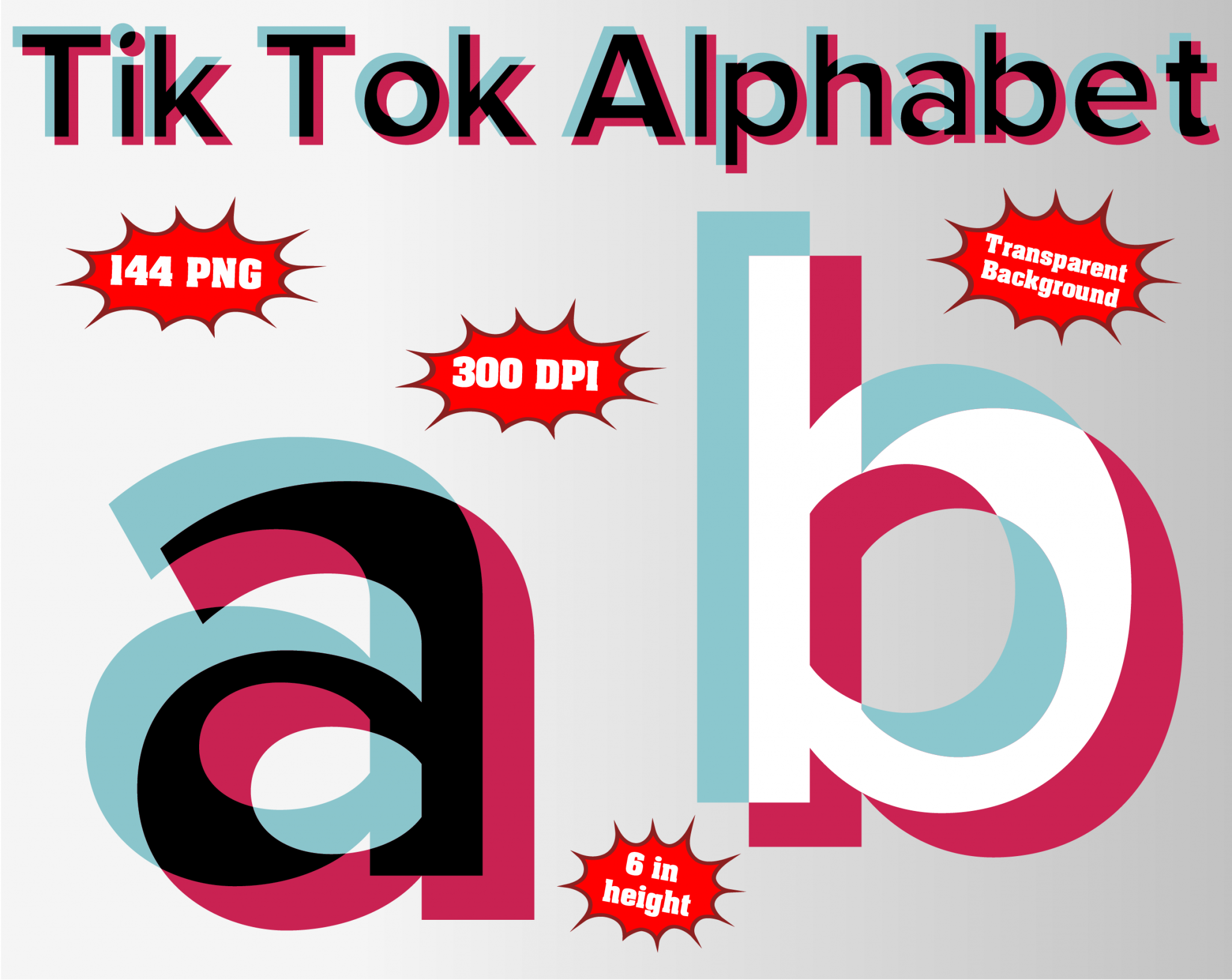 Tik Tok Alphabet, Numbers And Symbols | 144 PNG | 300 Dpi | Transparent ...